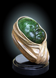 Georg Schmerholz. Sculptured Jade and Bronze 'Babyshaka'