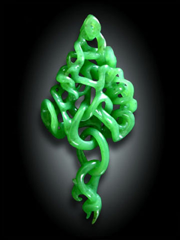 Carved Jade 'Interlaced Pendant